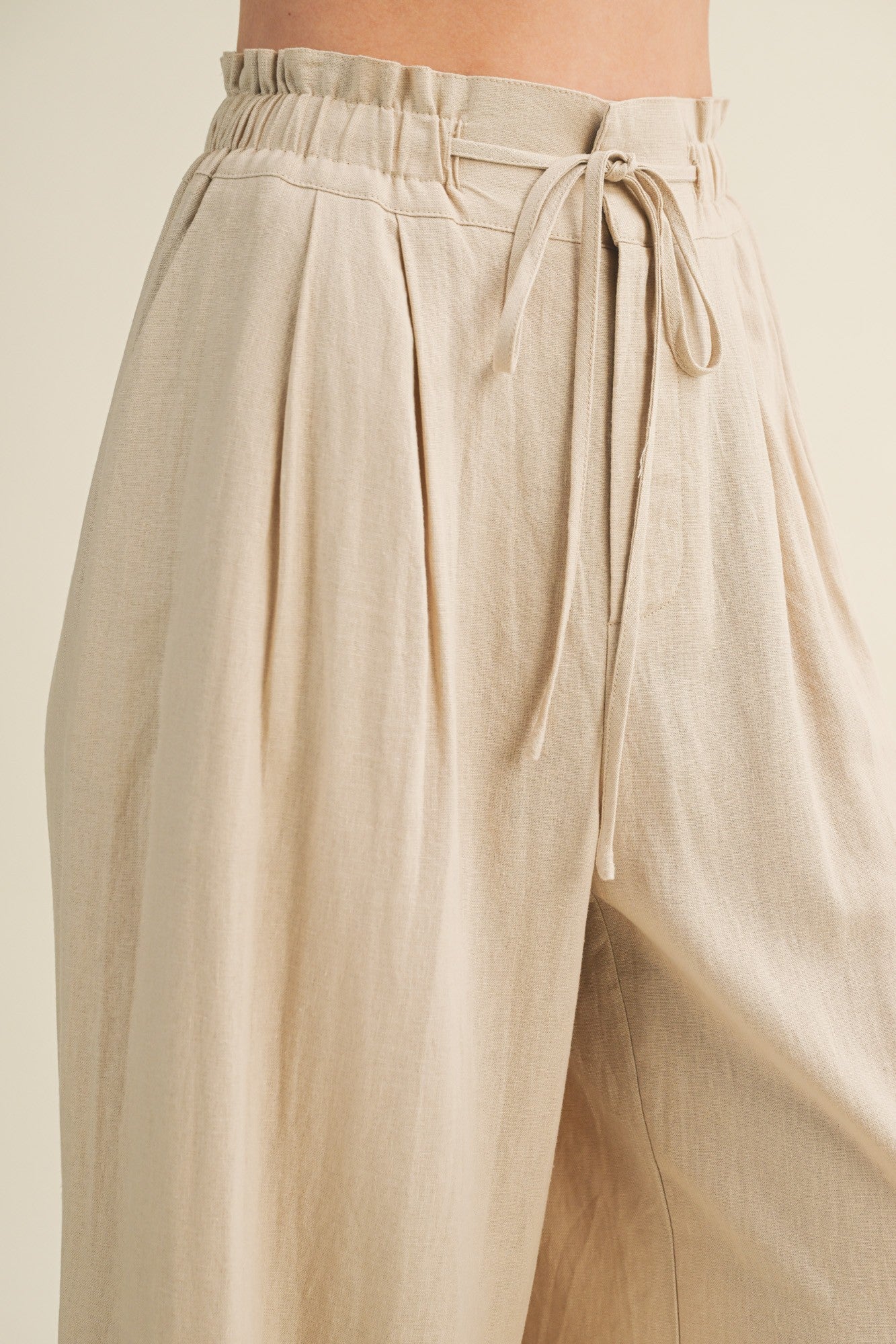Natural Linen Wide Leg Pants