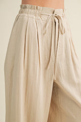 Natural Linen Wide Leg Pants