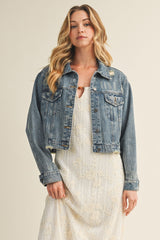 Medium Wash Distressed Denim Jacket