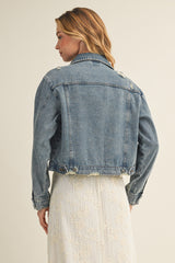 Medium Wash Distressed Denim Jacket