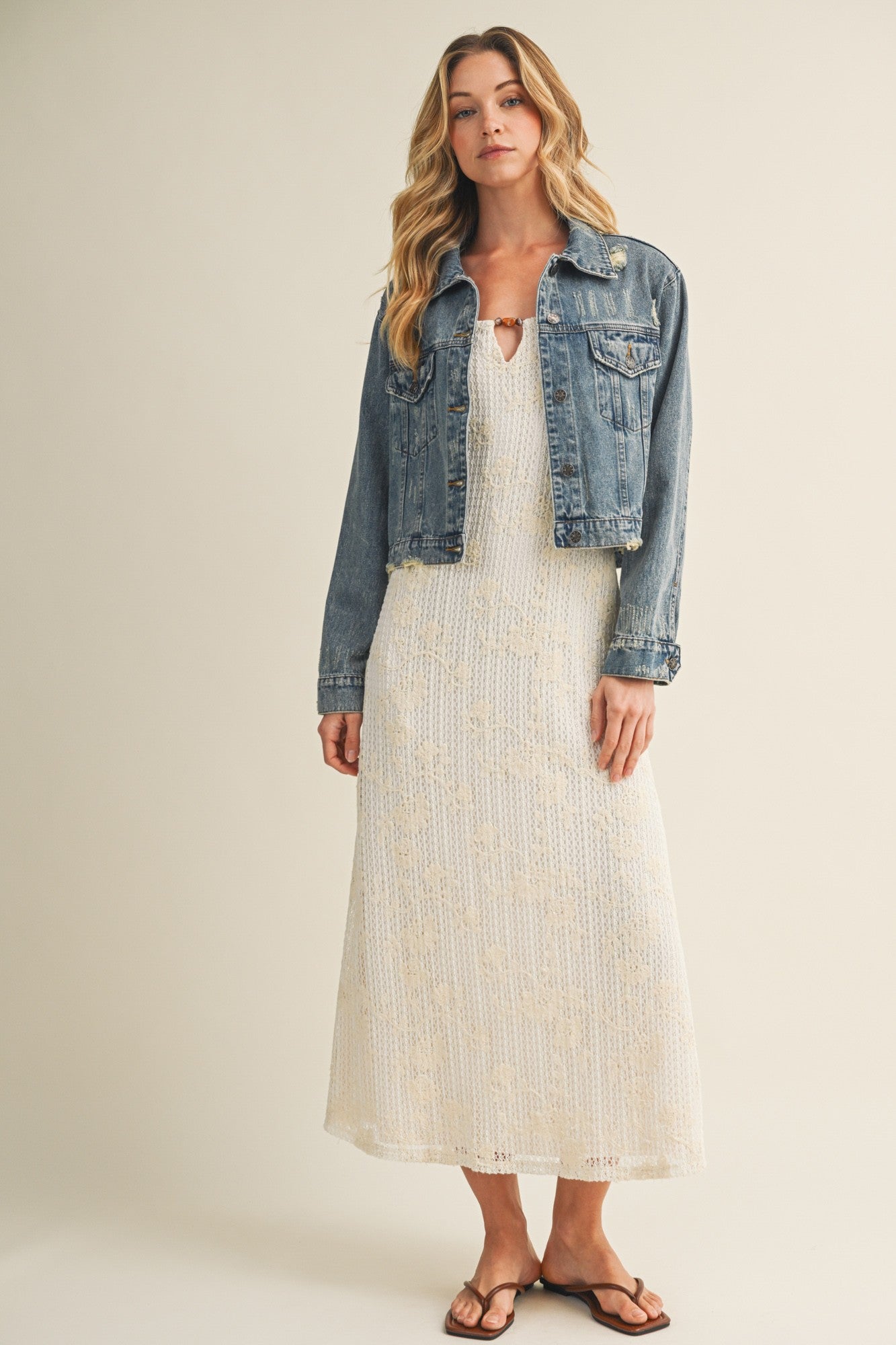 Medium Wash Distressed Denim Jacket