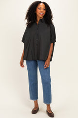 Midnight Oversized Check Plaid Button Down Shirt