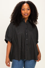 Midnight Oversized Check Plaid Button Down Shirt