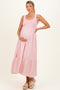 Pink Smocked Striped Sleeveless Maternity Maxi Dress