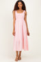 Pink Smocked Striped Sleeveless Maxi Dress