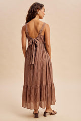 Latte Polka Dot Back Bow Maxi Dress