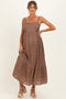 Latte Polka Dot Back Bow Maternity Maxi Dress