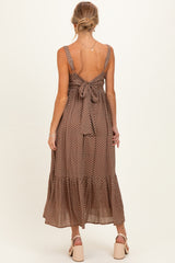 Latte Polka Dot Back Bow Maternity Maxi Dress