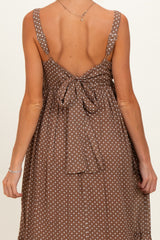 Latte Polka Dot Back Bow Maternity Maxi Dress