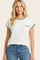 White Contrast Stitch Knit Top