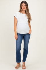 White Contrast Stitch Knit Maternity Top