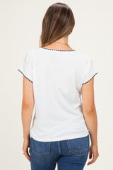 White Contrast Stitch Knit Maternity Top