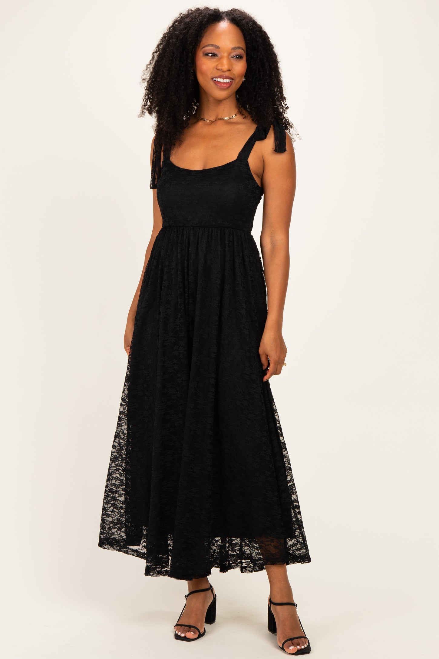 Black Sleeveless Lace Maxi Dress
