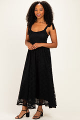 Black Sleeveless Lace Maxi Dress