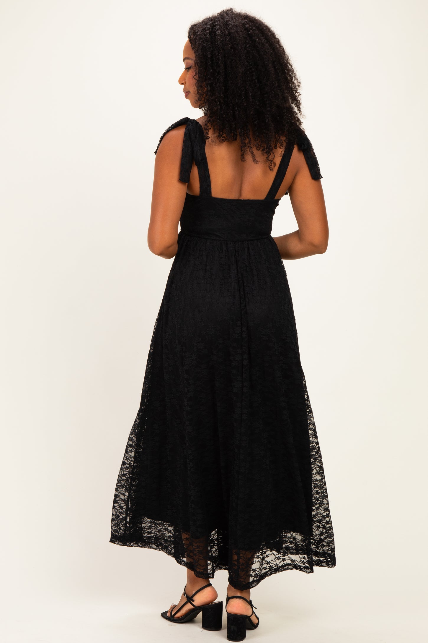 Black Sleeveless Lace Maxi Dress