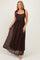 Brown Sleeveless Lace Maxi Dress