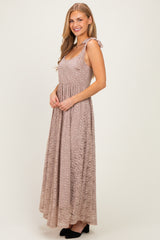 Mocha Sleeveless Lace Maxi Dress