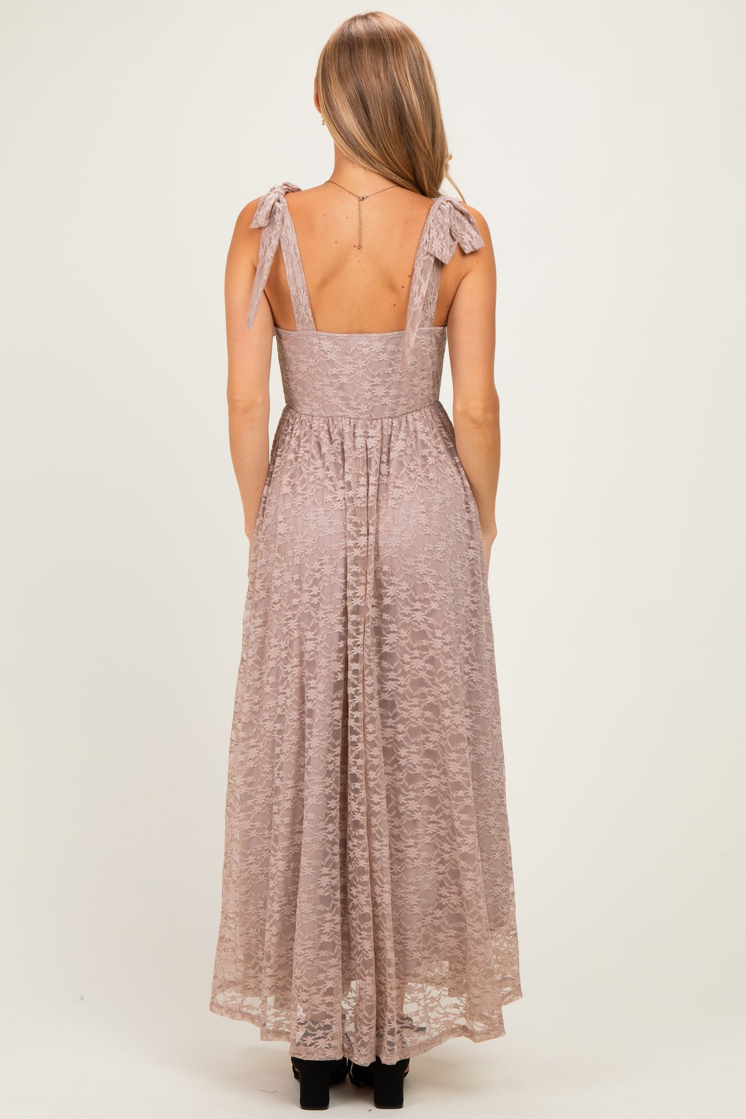 Mocha Sleeveless Lace Maxi Dress