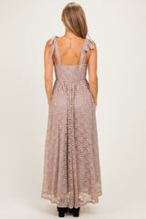 Mocha Sleeveless Lace Maxi Dress