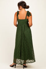 Olive Sleeveless Lace Maternity Maxi Dress