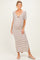 Cream/ Brown Striped Knit Short Sleeve Maternity Maxi Dress