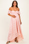Light Pink Lace Off Shoulder Maternity Maxi Dress