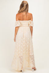 Ivory Lace Off Shoulder Maternity Maxi Dress