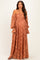 Rust Lace Off Shoulder Long Sleeve Maternity Maxi Dress