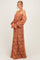Rust Lace Off Shoulder Long Sleeve Maxi Dress