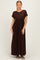 Brown Ruffle Trim Maxi Dress