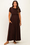 Brown Ruffle Trim Maternity Maxi Dress