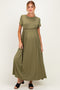 Olive Ruffle Trim Maternity Maxi Dress