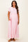 Pink Ruffle Trim Maternity Maxi Dress
