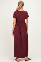 Plum Ruffle Trim Maternity Maxi Dress