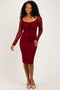 Burgundy Lace Long Sleeve Midi Dress