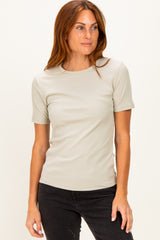 Sage Brushed Ribbed Knit Maternity Crewneck Tee