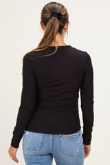 Black Brushed Rib Knit Maternity Long Sleeve Top