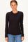 Black Brushed Rib Knit Long Sleeve Top