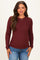 Merlot Brushed Rib Knit Maternity Long Sleeve Top