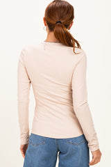 Natural Smoke Brushed Rib Knit Long Sleeve Top