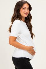 Ivory Basic Short Sleeve Maternity Sweater Top