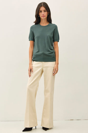 Hunter Basic Short Sleeve Sweater Top