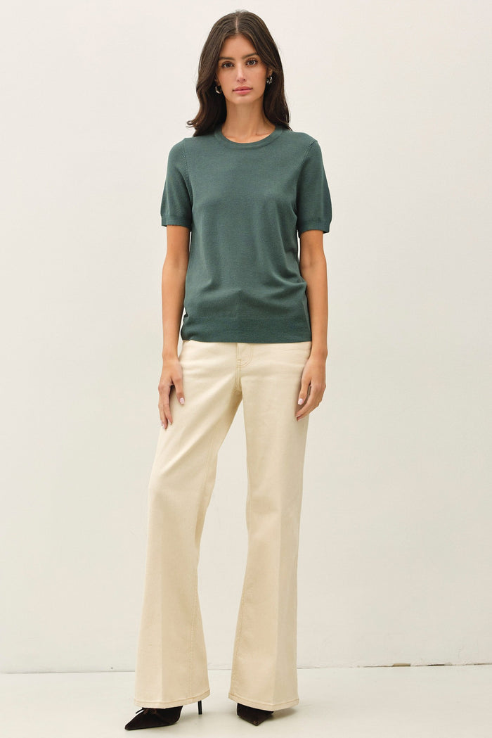 Hunter Basic Short Sleeve Sweater Top