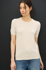 Oatmeal Basic Short Sleeve Sweater Top