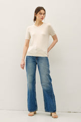 Oatmeal Basic Short Sleeve Sweater Top