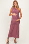 Mauve One Shoulder Ruched Maternity Maxi Dress