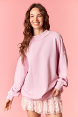 Light Pink Oversized High Neck Sweatshirt