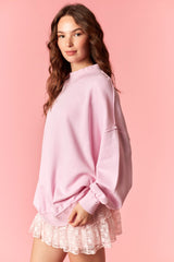 Light Pink Oversized High Neck Sweatshirt