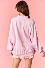 Light Pink Oversized High Neck Sweatshirt