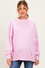 Light Pink Oversized High Neck Maternity Sweatshirt
